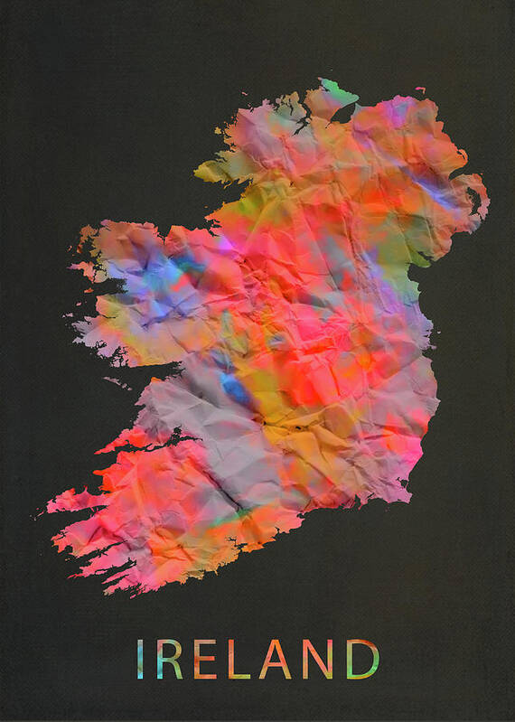 Ireland Poster featuring the mixed media Ireland Tie Dye Country Map by Design Turnpike