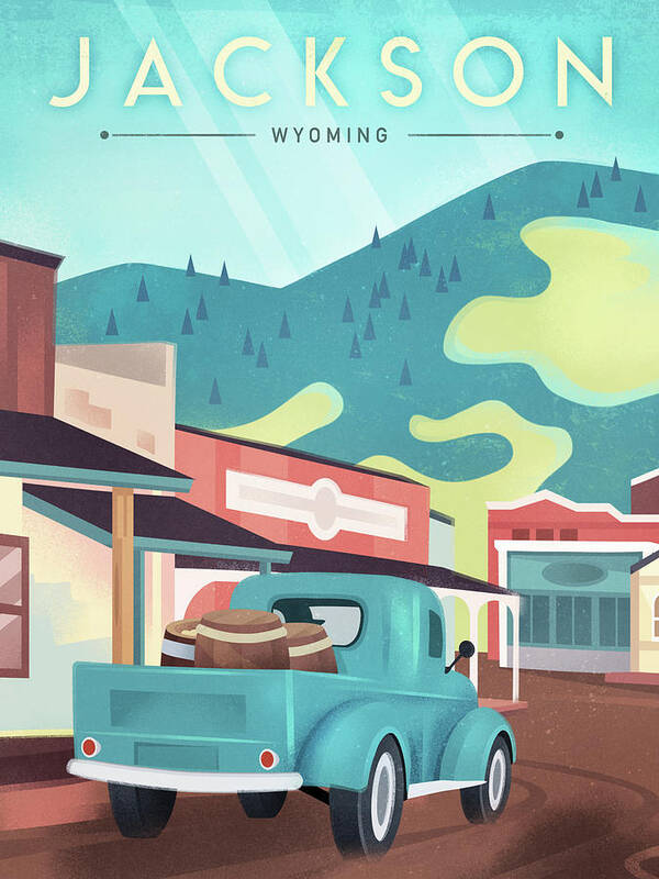Travel Poster Poster featuring the digital art Jackson by Martin Wickstrom