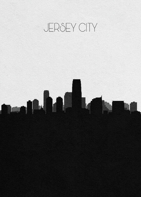 Jersey City Poster featuring the drawing Jersey City Cityscape Art by Inspirowl Design