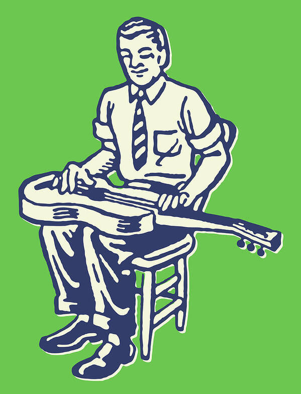 Adult Poster featuring the drawing Lap Slide Guitarist by CSA Images