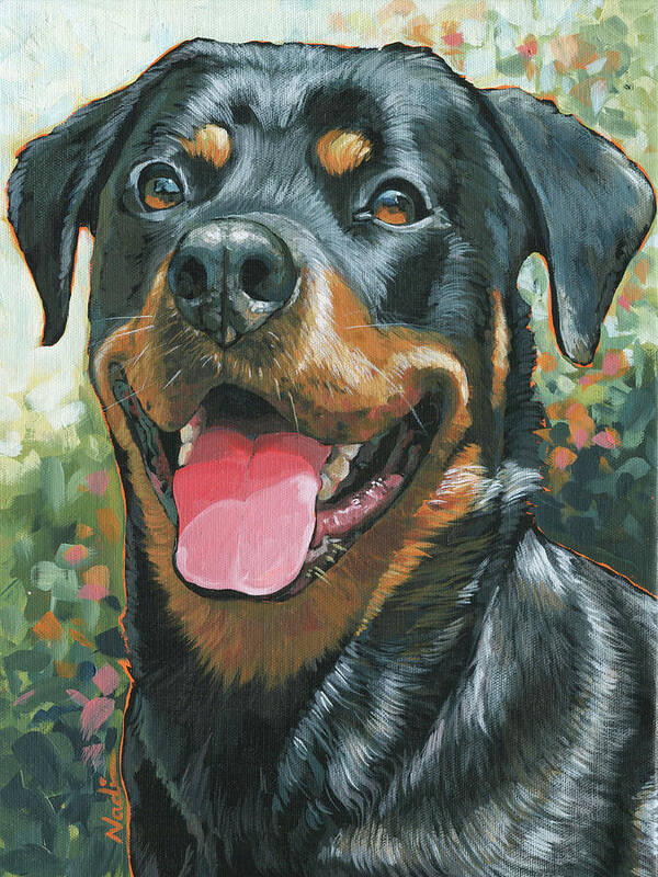 Rottweiler Poster featuring the painting Lucy by Nadi Spencer