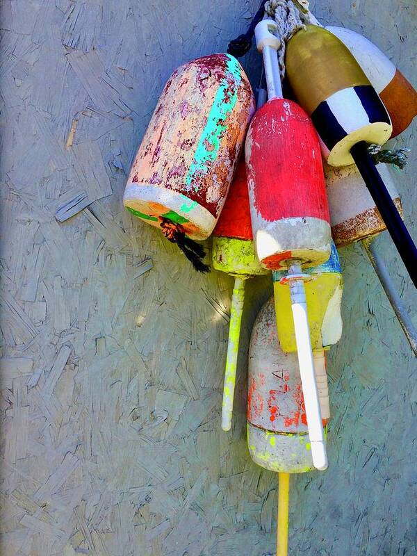 Maine Buoys Poster featuring the photograph Maine Buoys by Debra Grace Addison