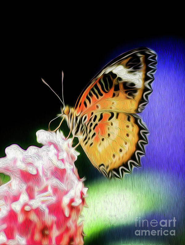 Butterfly Poster featuring the digital art Malay Lacewing Butterfly I by Kenneth Montgomery