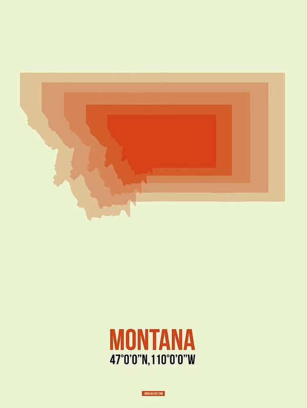 Montana Map Poster featuring the digital art Map of Montana by Naxart Studio