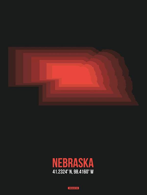 Nebraska Poster featuring the digital art Map of Nebraska 3 by Naxart Studio