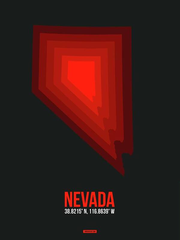 Nevada Poster featuring the digital art Map of Nevada Red by Naxart Studio