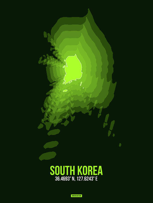 Map Of South Korea Poster featuring the digital art Map of South Korea 3 by Naxart Studio