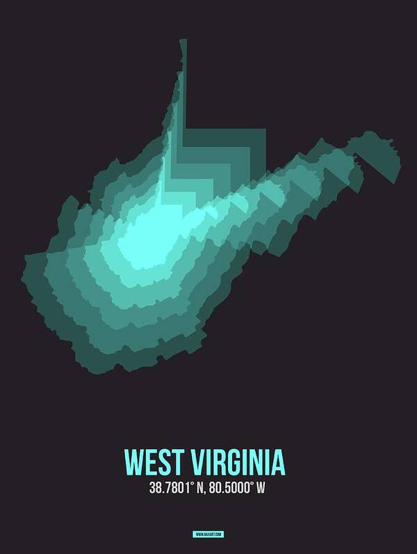 West Virginia Poster featuring the digital art Map of West Virginia 4 by Naxart Studio