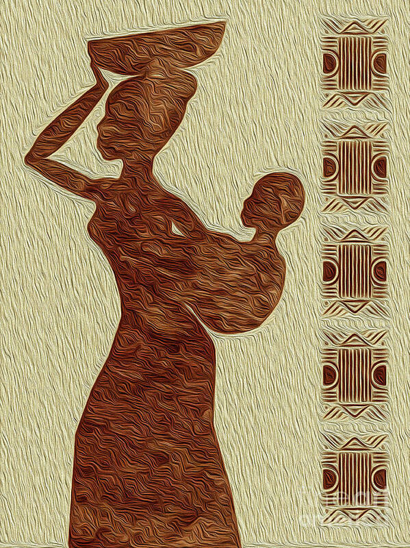 Art Print Poster featuring the digital art Maternal Grace African Fine Art I by Kenneth Montgomery