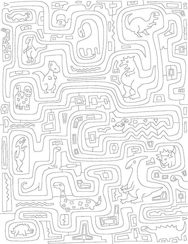 Maze Dinosaurs 1 Poster featuring the digital art Maze Dinosaurs 1 by Miguel Balb?s