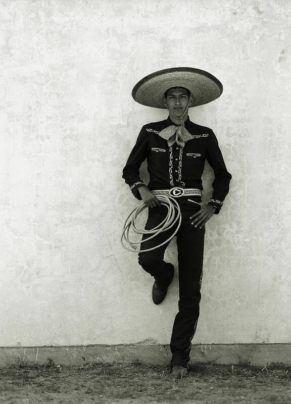 Cool Attitude Poster featuring the photograph Mexican Cowboy Wearing Hat And Holding by Terry Vine
