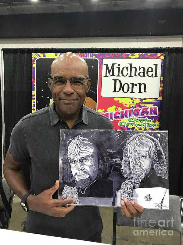 Michael Poster featuring the photograph Michael Dorn with Artwork by Bill Richards