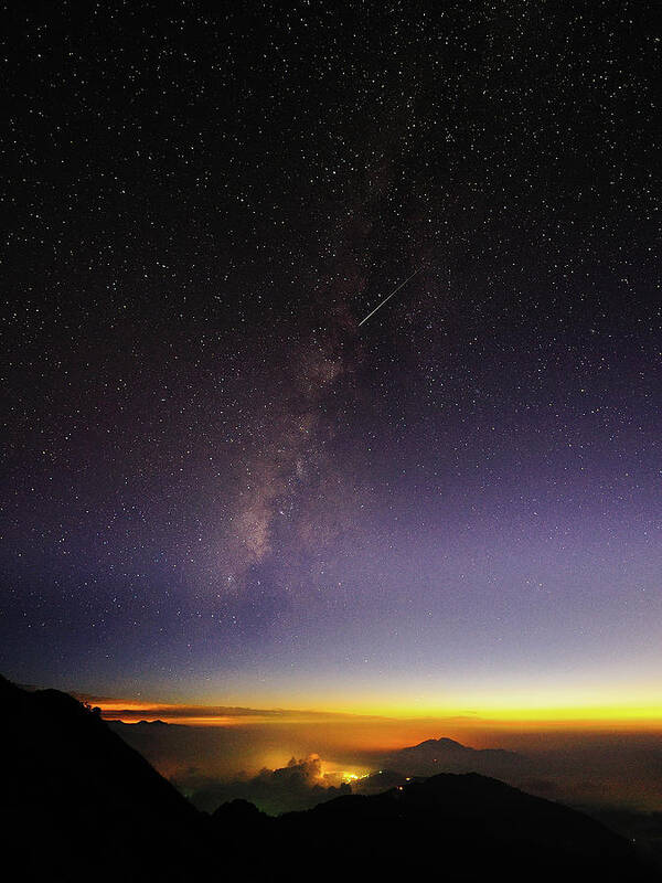 Tranquility Poster featuring the photograph Milky Way & Shooting Star by Moson Kuo