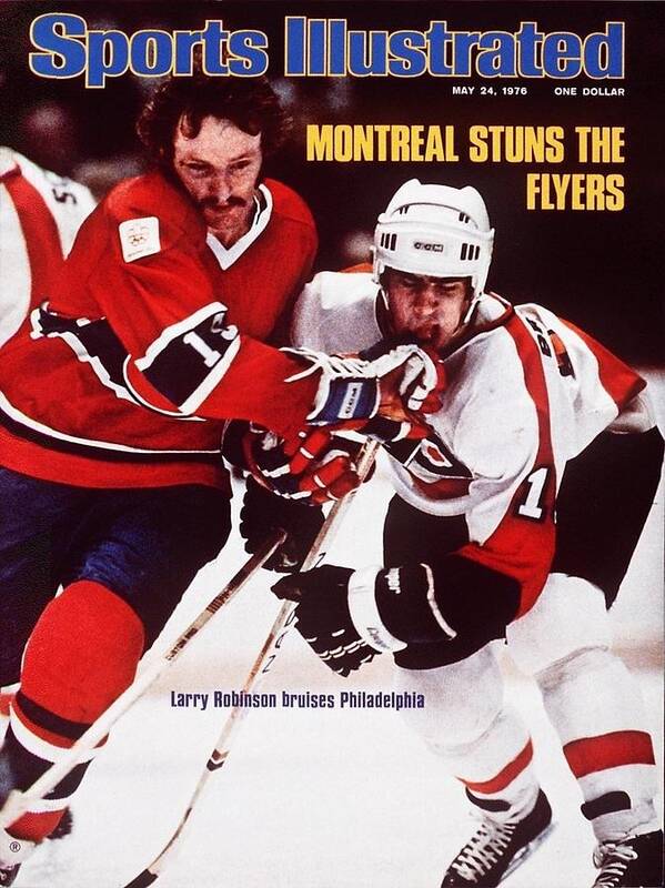 Magazine Cover Poster featuring the photograph Montreal Canadiens Larry Robinson, 1976 Nhl Stanley Cup Sports Illustrated Cover by Sports Illustrated