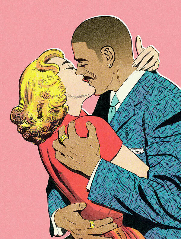 Adult Poster featuring the drawing Multi-racial embrace by CSA Images
