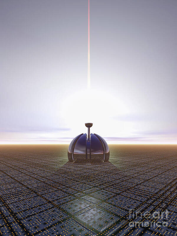 Three Dimensional Poster featuring the digital art Mysterious Dome On Horizon by Phil Perkins