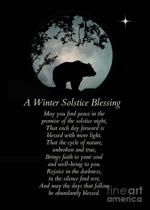 Solstice Poster featuring the photograph Native American Inspired Winter Solstice Blessings With Bear by Stephanie Laird