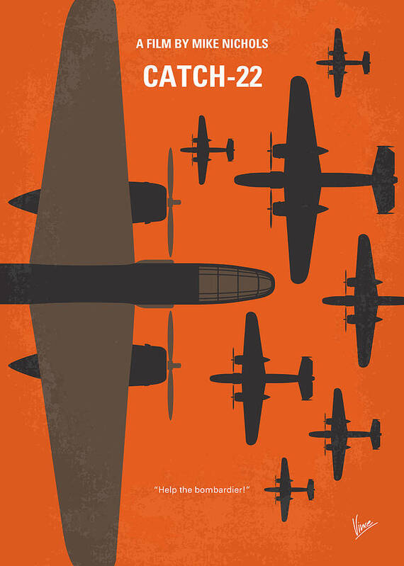 Catch 22 Poster featuring the digital art No1047 My Catch 22 minimal movie poster by Chungkong Art
