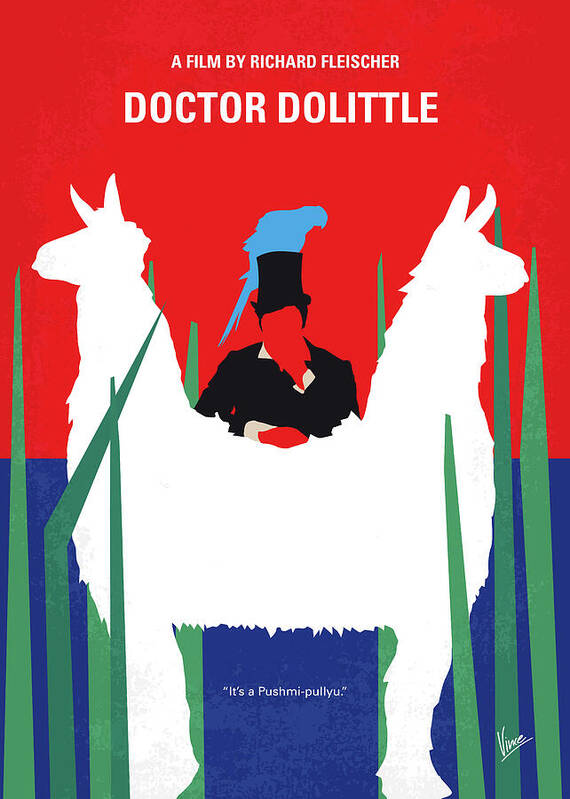 Doctor Dolittle Poster featuring the digital art No1048 My Doctor Dolittle minimal movie poster by Chungkong Art