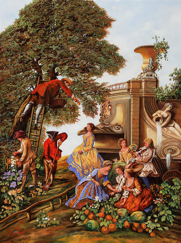 Country Poster featuring the painting Nove Personaggi In Campagna by Guido Borelli