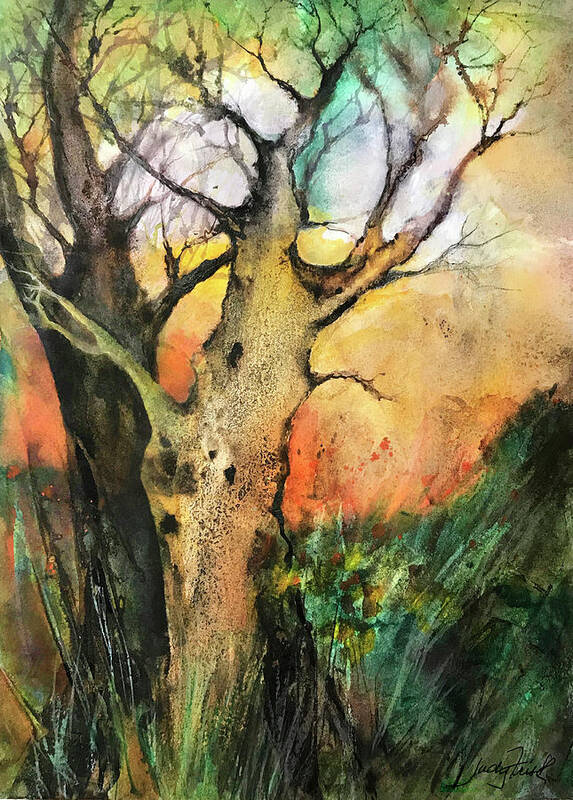 Trees Poster featuring the painting Old Souls of Late Fall by Judy Frisk