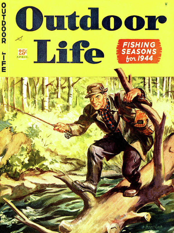 Fishing Poster featuring the painting Outdoor Life Magazine Cover April 1944 by Outdoor Life