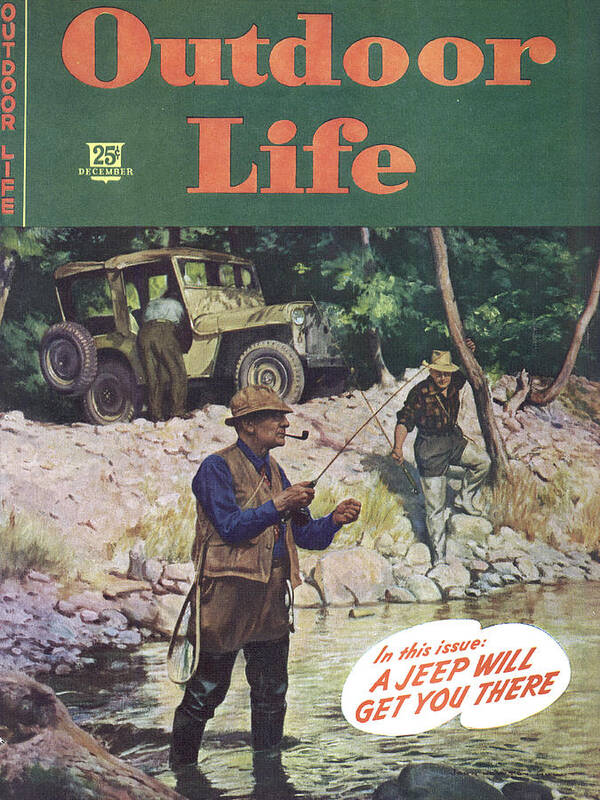 Jeep Poster featuring the painting Outdoor Life Magazine Cover December 1945 by Outdoor Life