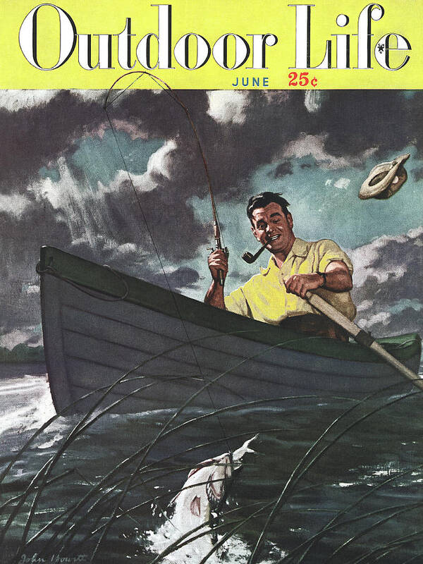 Man Poster featuring the drawing Outdoor Life Magazine Cover June 1949 by Outdoor Life