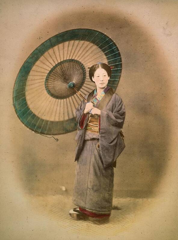 Japan Poster featuring the photograph Paper Parasol by Felice Beato