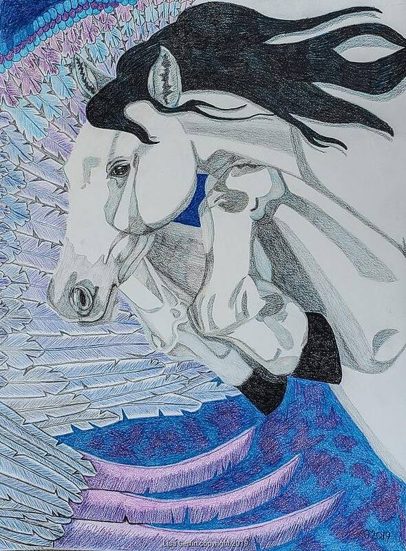 Horse Poster featuring the drawing Pegasus by Equus Artisan