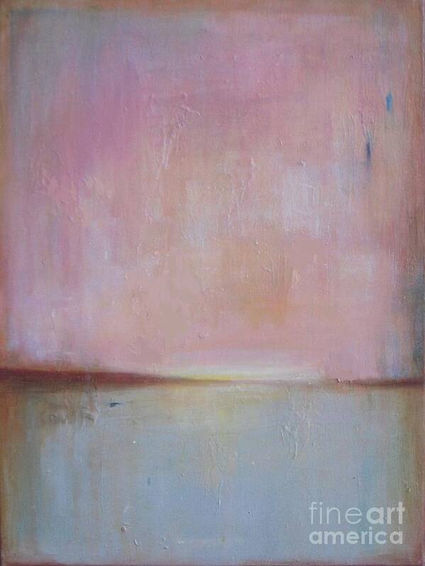 Abstract Landscape Poster featuring the painting Pink Sky - Blue Lake by Vesna Antic