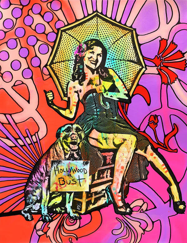Pinup For Pitbulls Poster featuring the mixed media Pinup For Pitbulls by Dean Russo- Exclusive
