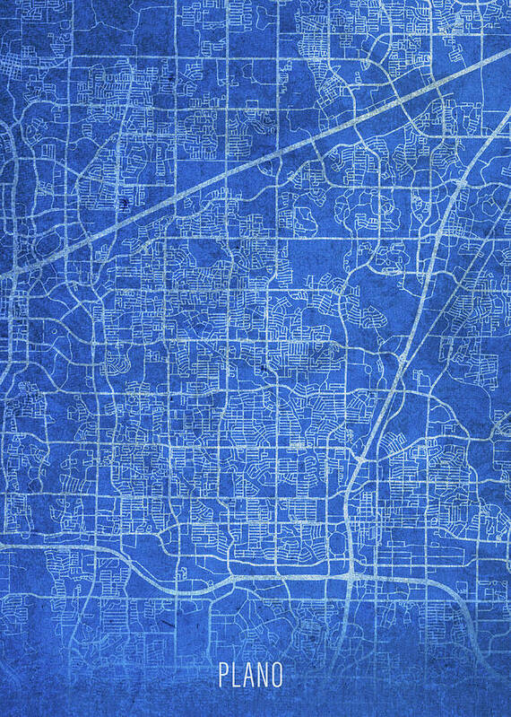 Plano Poster featuring the mixed media Plano Texas City Street Map Blueprints by Design Turnpike