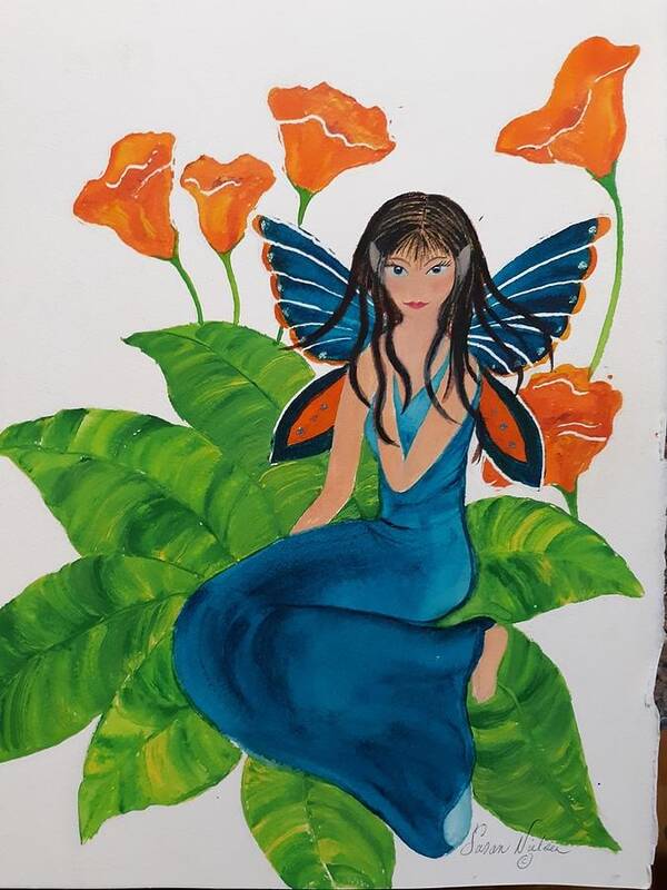 Bright Poster featuring the painting Poppy Fairy by Susan Nielsen