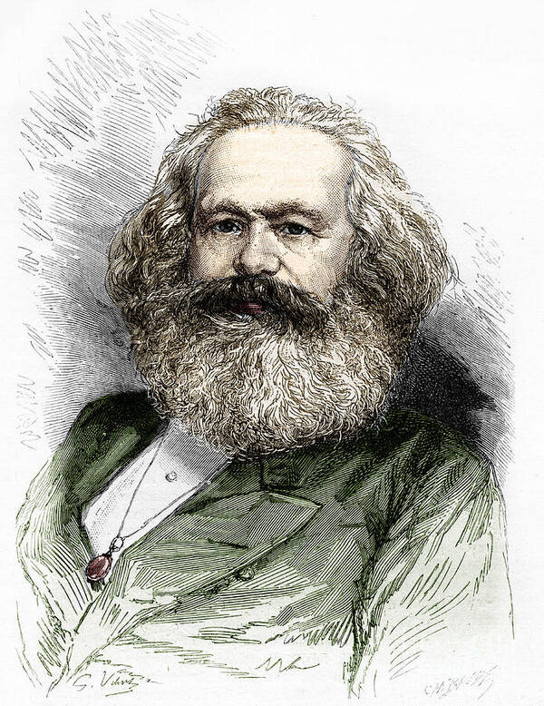 Political Poster featuring the photograph Portrait Of Karl Marx, Theorist Of Socialism And German Revolutionary by Unknown