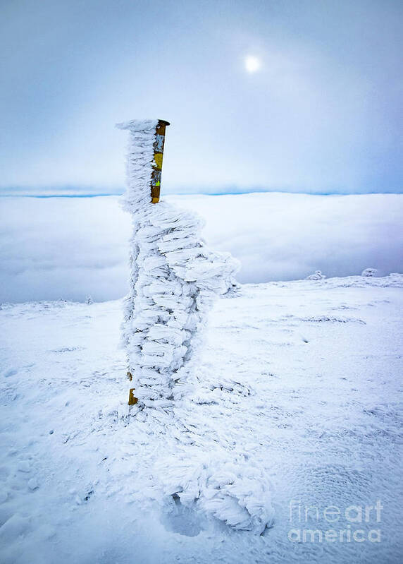 Landscape Poster featuring the photograph Post with tourist sign snowy by Jozef Jankola