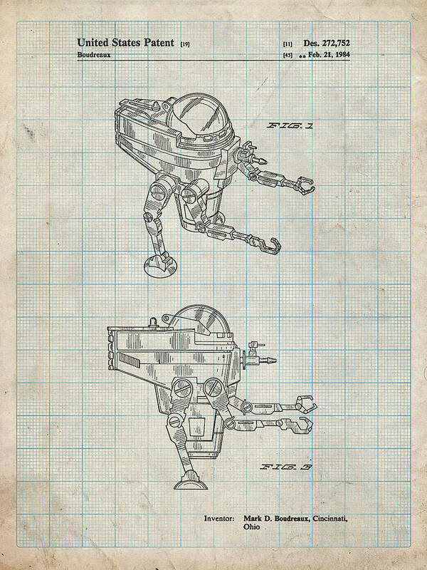 Pp1107-antique Grid Parchment Mattel Space Walking Toy Patent Poster Poster featuring the digital art Pp1107-antique Grid Parchment Mattel Space Walking Toy Patent Poster by Cole Borders
