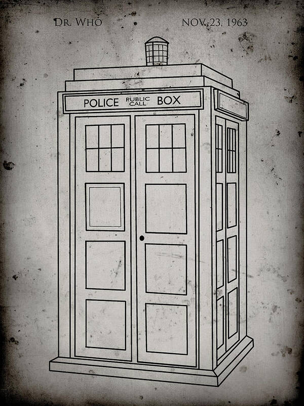 Pp189- Faded Grey Doctor Who Tardis Poster Poster featuring the digital art Pp189- Faded Grey Doctor Who Tardis Poster by Cole Borders