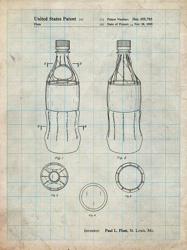 Pp432-antique Grid Parchment Coke Bottle Display Cooler Patent Poster
 Poster featuring the digital art Pp432-antique Grid Parchment Coke Bottle Display Cooler Patent Poster by Cole Borders