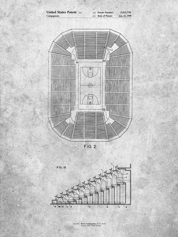 Pp453-slate Retractable Arena Seating Patent Poster Poster featuring the digital art Pp453-slate Retractable Arena Seating Patent Poster by Cole Borders