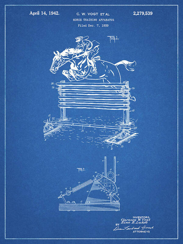 Pp507-blueprint Equestrian Training Oxer Patent Poster Poster featuring the digital art Pp507-blueprint Equestrian Training Oxer Patent Poster by Cole Borders