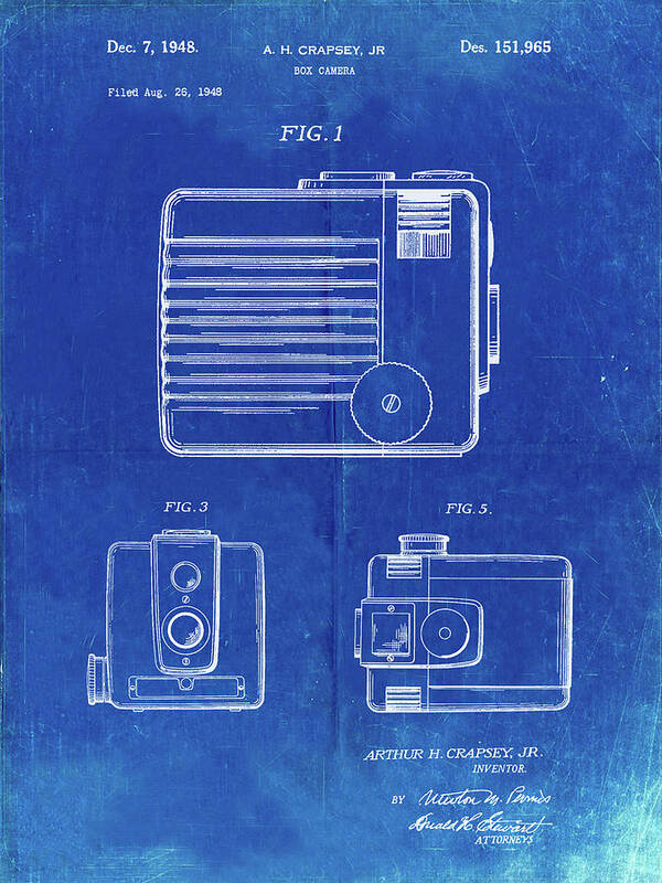 Pp606-faded Blueprint Kodak Brownie Hawkeye Patent Poster Poster featuring the photograph Pp606-faded Blueprint Kodak Brownie Hawkeye Patent Poster by Cole Borders
