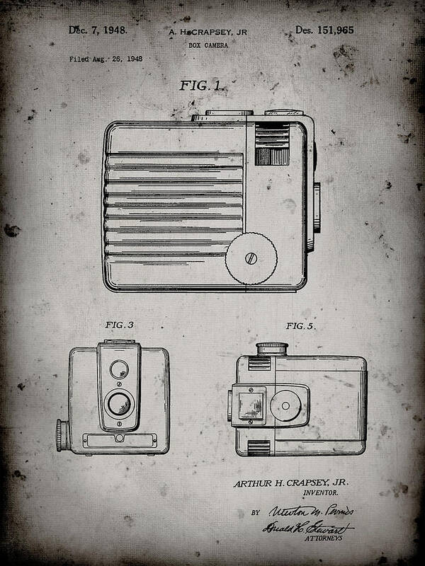 Pp606-faded Grey Kodak Brownie Hawkeye Patent Poster Poster featuring the photograph Pp606-faded Grey Kodak Brownie Hawkeye Patent Poster by Cole Borders