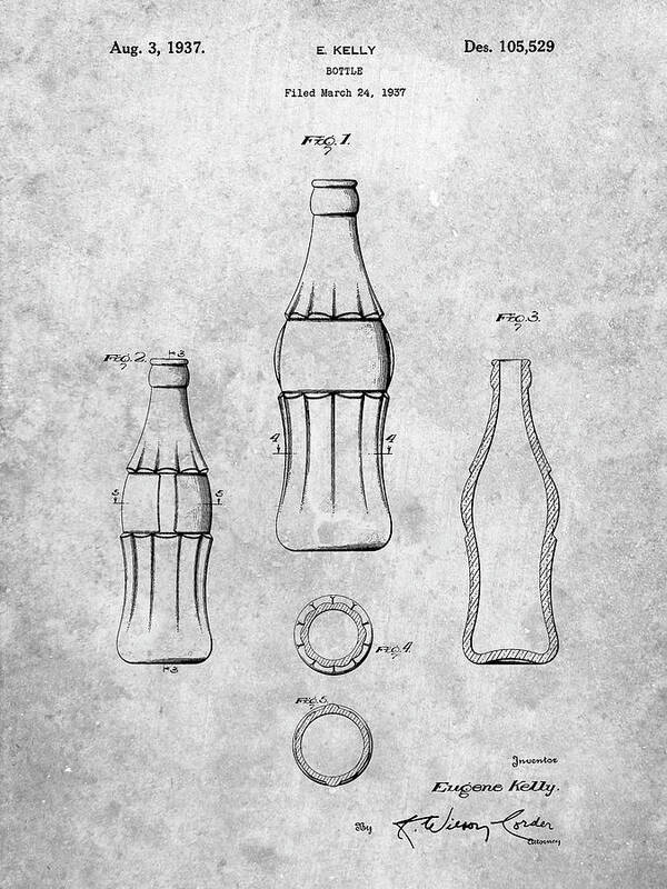 Pp626-slate D-patent Coke Bottle Patent Poster Poster featuring the digital art Pp626-slate D-patent Coke Bottle Patent Poster by Cole Borders