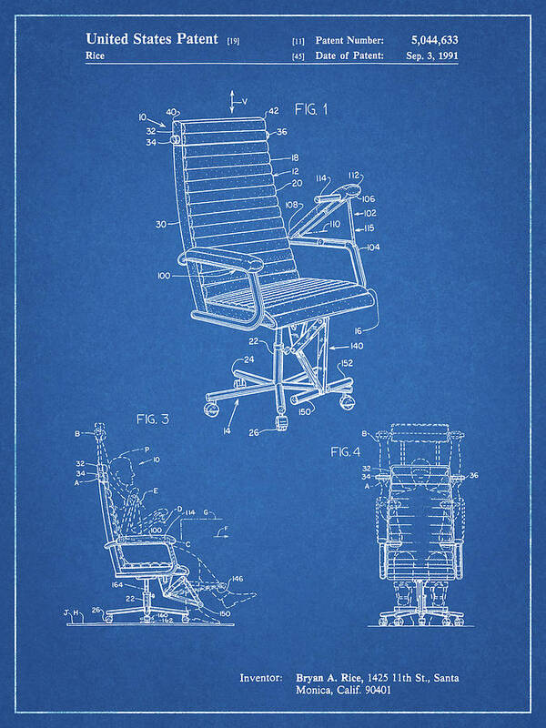 Pp648-blueprint Exercising Office Chair Patent Poster Poster featuring the digital art Pp648-blueprint Exercising Office Chair Patent Poster by Cole Borders