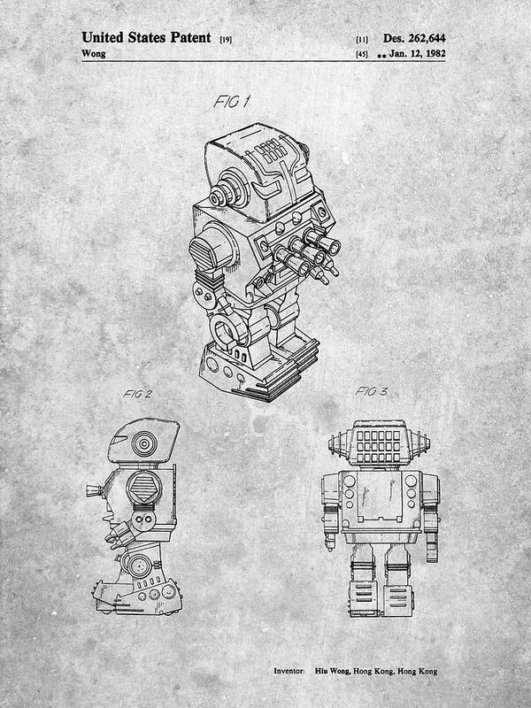 Pp790-slate Dynamic Fighter Toy Robot 1982 Patent Poster Poster featuring the digital art Pp790-slate Dynamic Fighter Toy Robot 1982 Patent Poster by Cole Borders