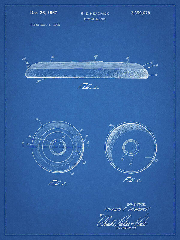 Pp854-blueprint Frisbee Patent Poster Poster featuring the digital art Pp854-blueprint Frisbee Patent Poster by Cole Borders