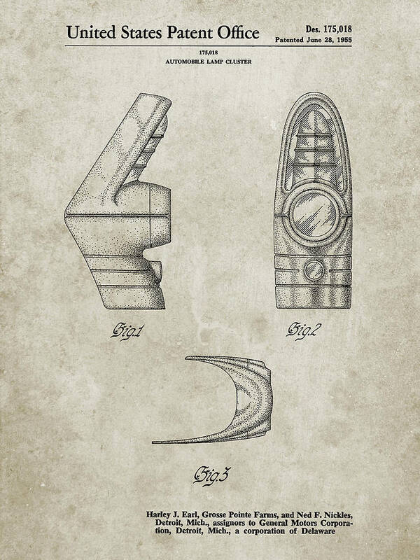 Pp871-sandstone Harley J. Earl Concept Tail Light Patent Poster Poster featuring the digital art Pp871-sandstone Harley J. Earl Concept Tail Light Patent Poster by Cole Borders