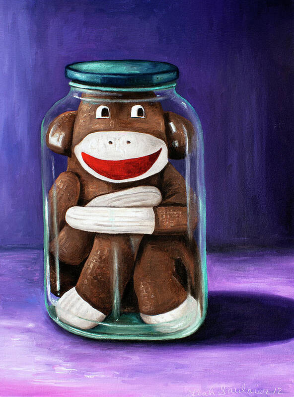 Preserving Childhood Sock Monkey Poster featuring the painting Preserving Childhood Sock Monkey by Leah Saulnier