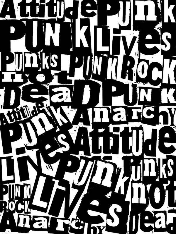 Typography Poster featuring the mixed media Punk Lives by Roseanne Jones